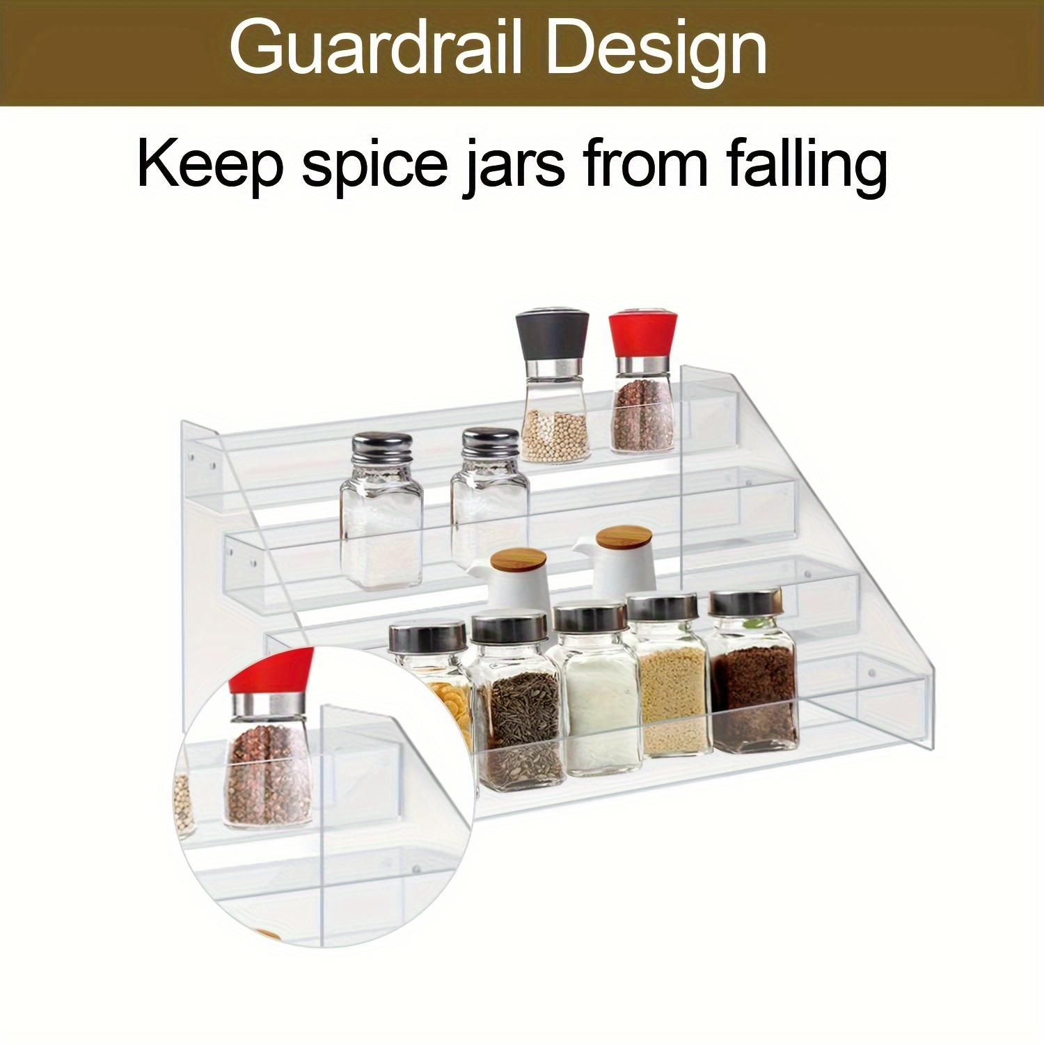 Clear Acrylic Spice Rack Kitchen Seasoning Jars Rack For Cabinet