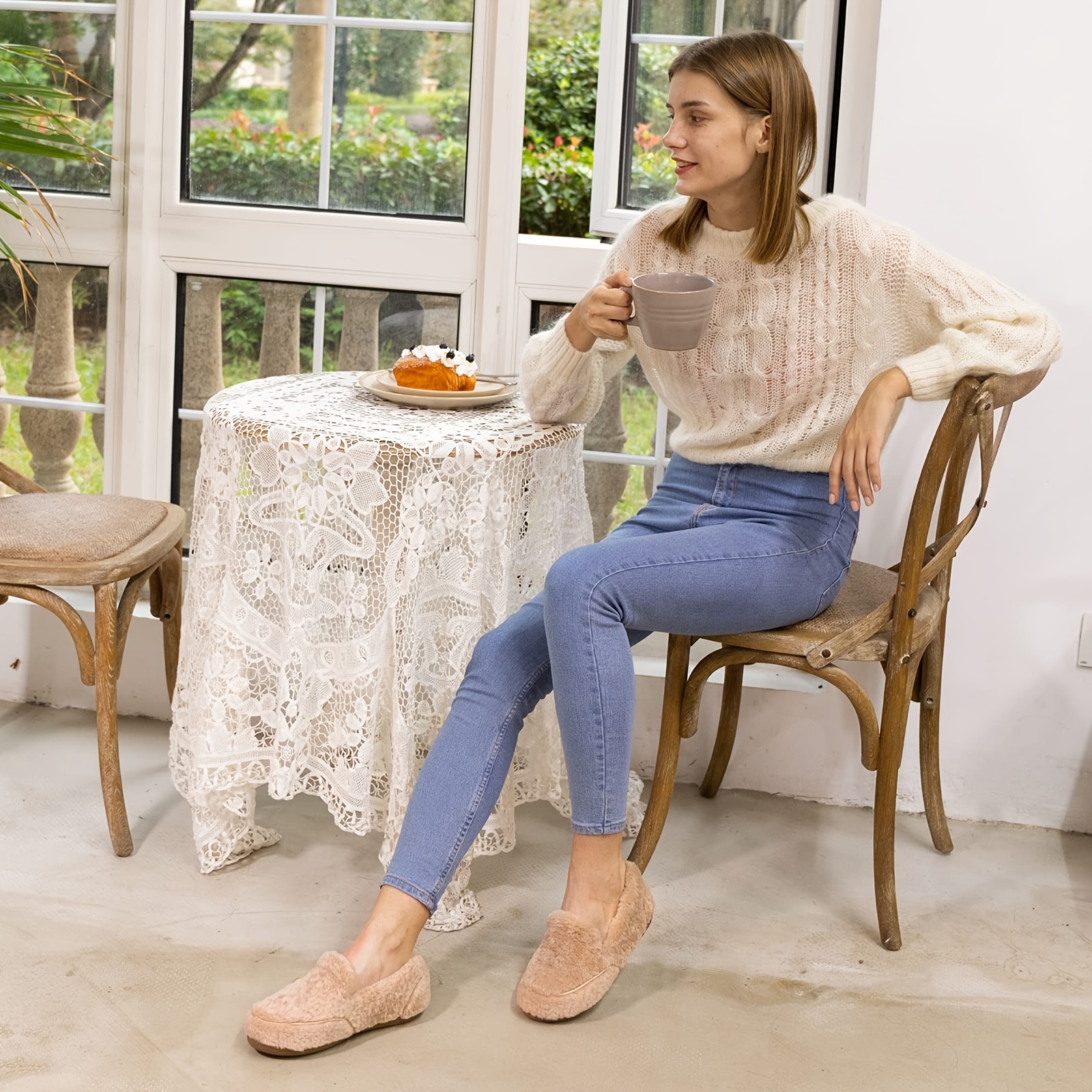 Women's Fleece Lined Indoor Outdoor Slippers Solid Comfort Warm Shoes