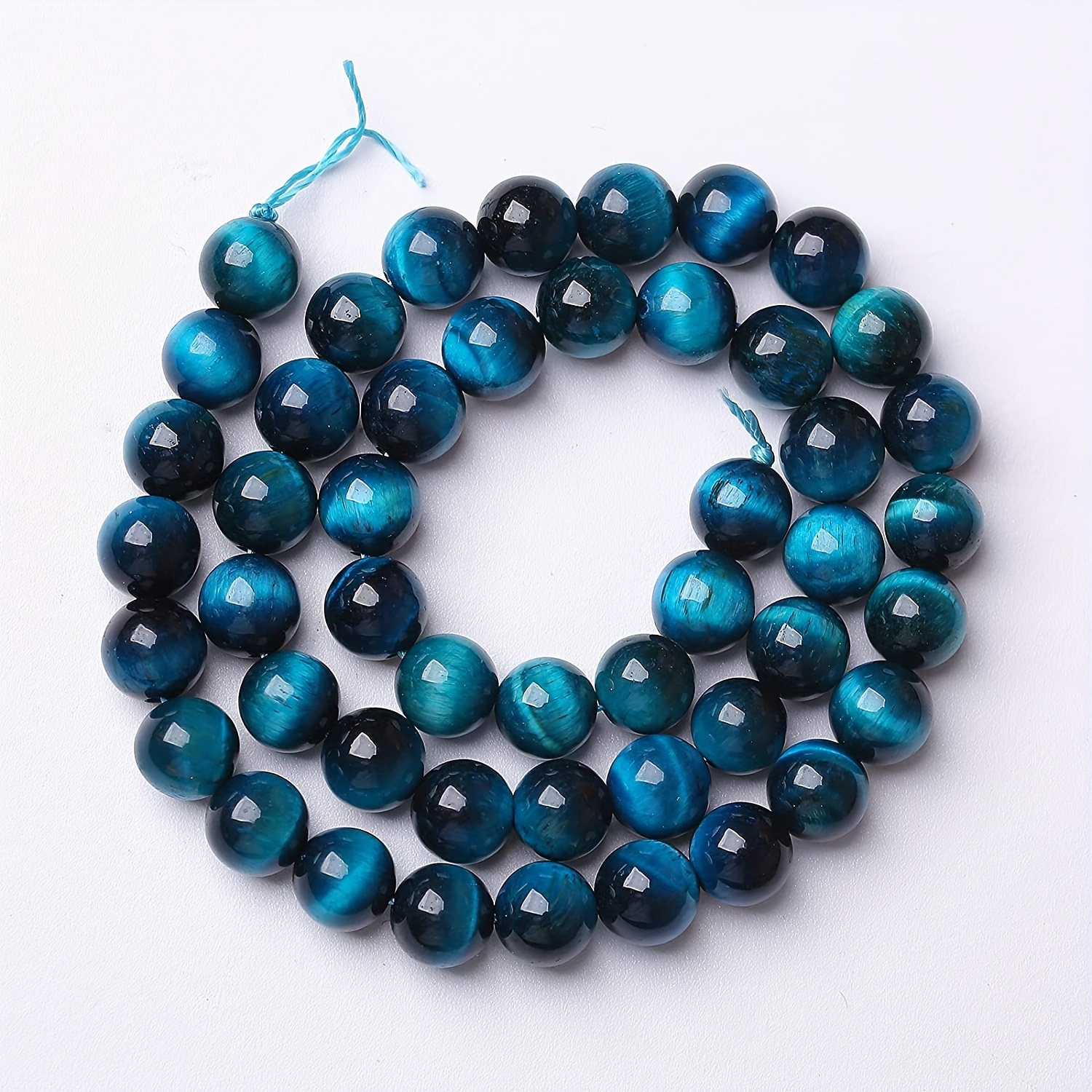 Blue Tiger Eye Natural Stone Beads Round Loose Space Bead - Temu