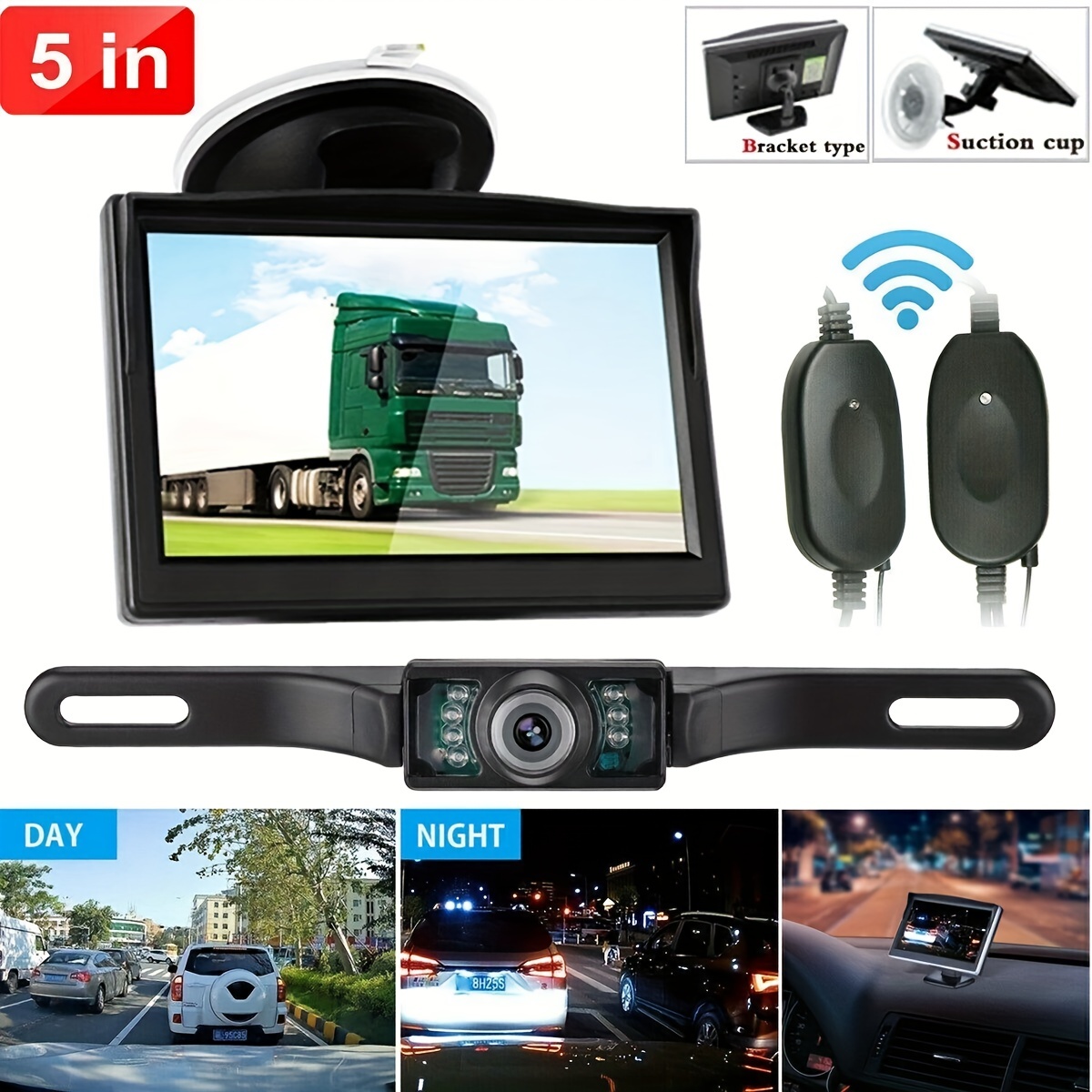 Cámara de respaldo para coche HD 1080P 4.3 pulgadas Kit de monitor de  espejo retrovisor para SUV, Minivan Super Night Vison IP69 impermeable  cámara