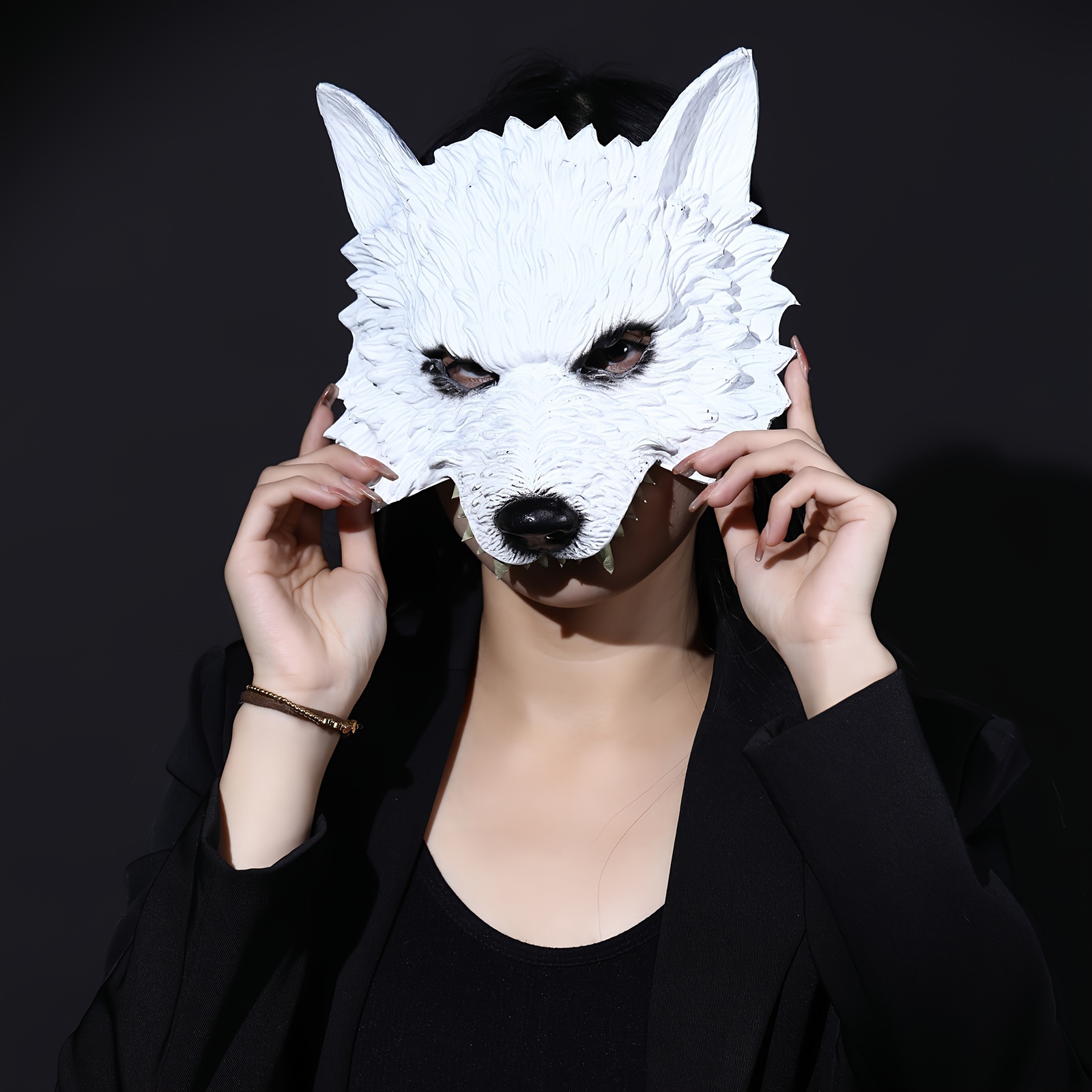 Máscara de lobo negro, máscara de lobo blanco, máscara de lobos para  mascarada, disfraz de Halloween, cosplay, fiesta