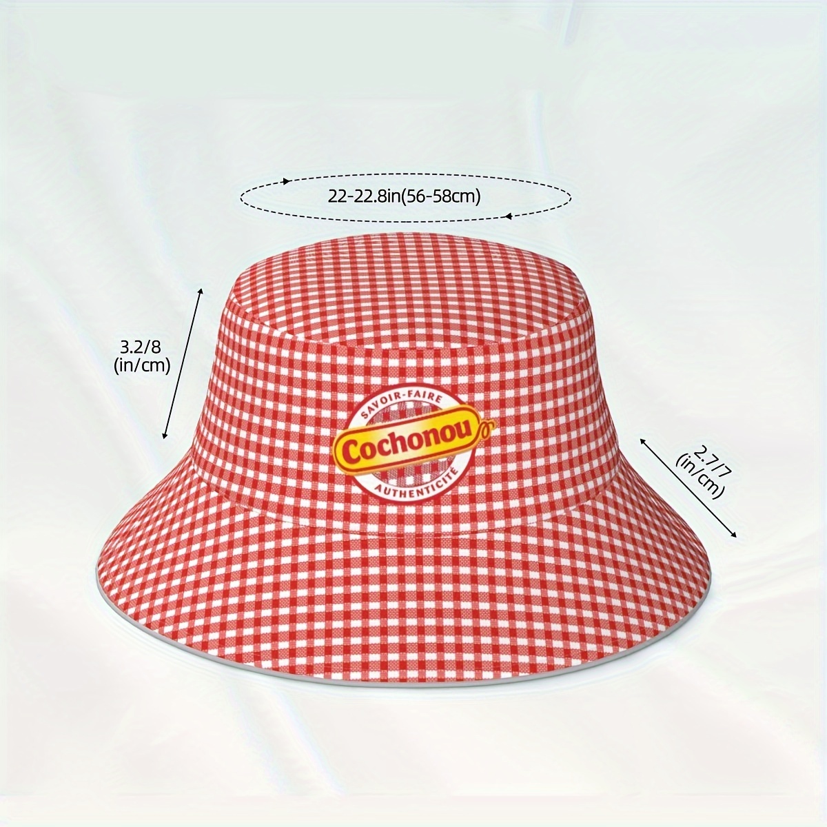 1pc Chapeau Seau À Carreaux Rouge Style France Chapeau Bob - Temu France