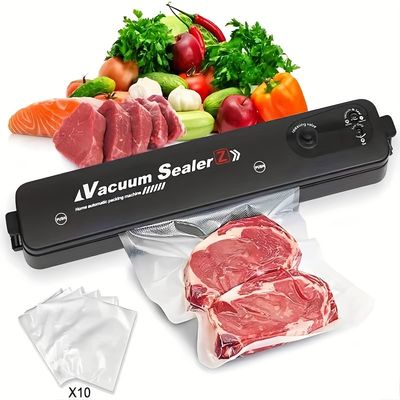 vacuum sealer machine for food saver food vacuum sealer automatic air sealing system for food storage dry and wet food modes compact design with 10pcs seal bags starter kit black