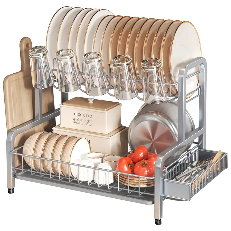 Dish Drying Rack And Drainboard Set Large Stainless Steel - Temu