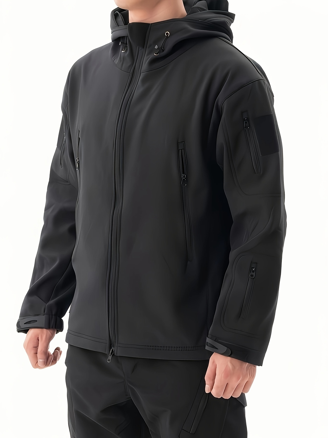 Men's Fleece Hooded Outdoor Jacket Windproof Waterproof - Temu