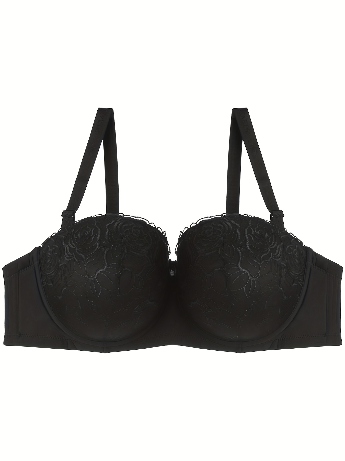 Plus Size Elegant Bra Women's Plus Floral Lace Molded Cup - Temu