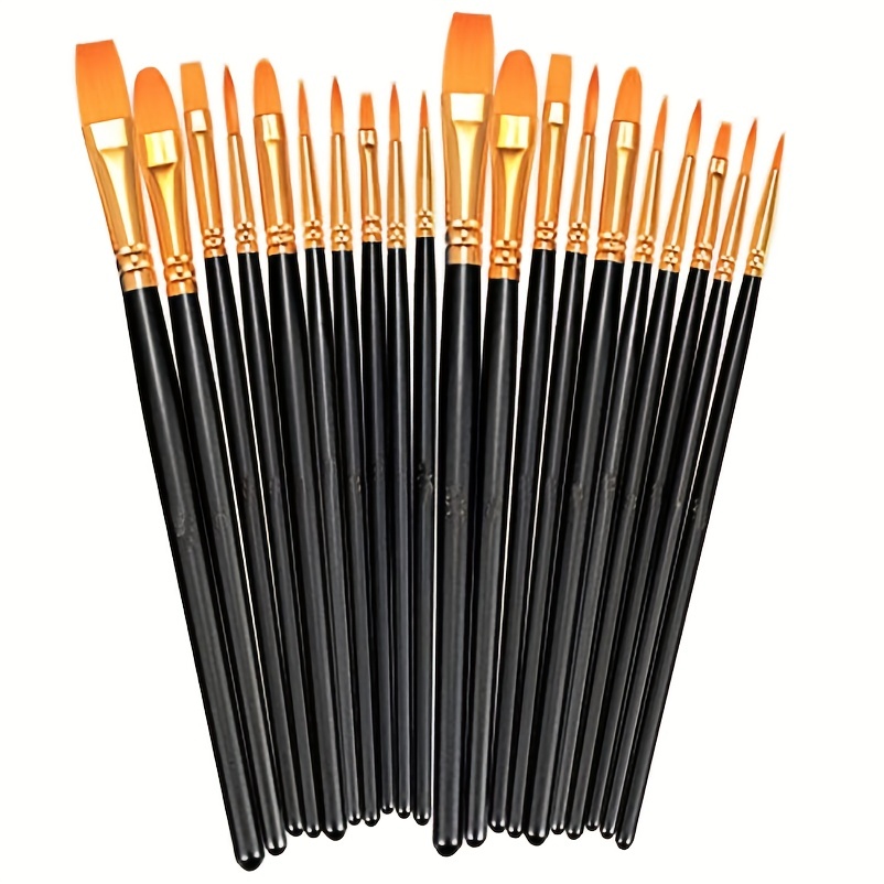 

Brush Set, 2 Packs Of 20 Round Pointed Brush Pens Nylon Hair Artist Acrylic Oil Painting Watercolor, Face Nail Art, Acrylic Brush For Micro Detailing And Rock Painting