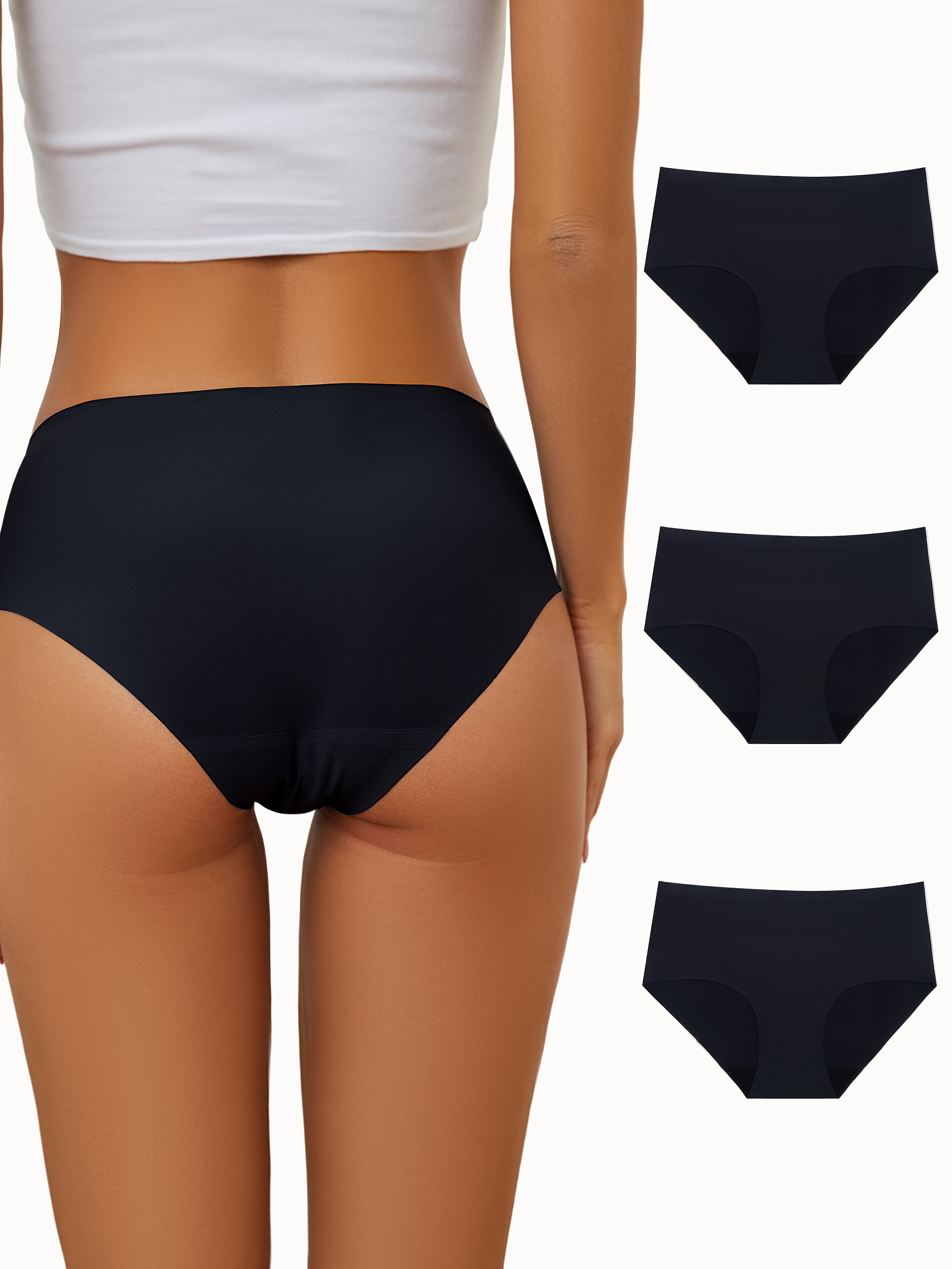 Solid Simple Briefs Soft Comfy Stretchy Intimates Panties - Temu