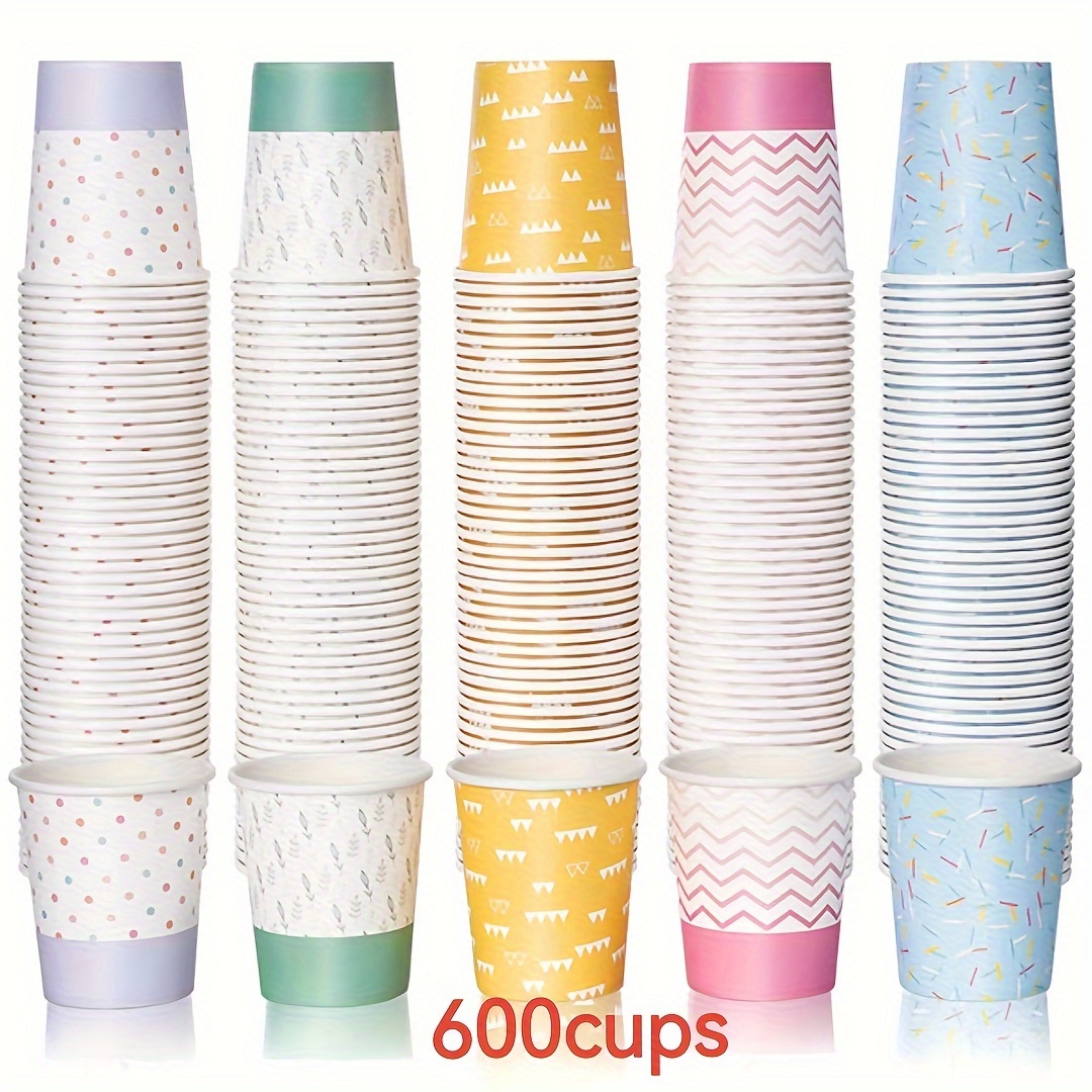 600 Pack 3 oz Paper Cups for Bathroom, Mouthwash, Disposable