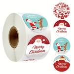 20 Stickers/Pack, Cartoon Christmas Happy Sticker Holiday Gift Decoration Apple Gift Snowflake Santa Claus And Snowman Sticker Sealing Sticker, Navidad, Seal Sticker, Business Commodity Packaging Sealing Stickers, Gift Box Decor Bag Packaging Label