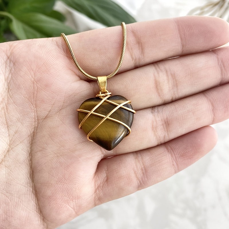 Gold wire wrapped stone on sale pendants