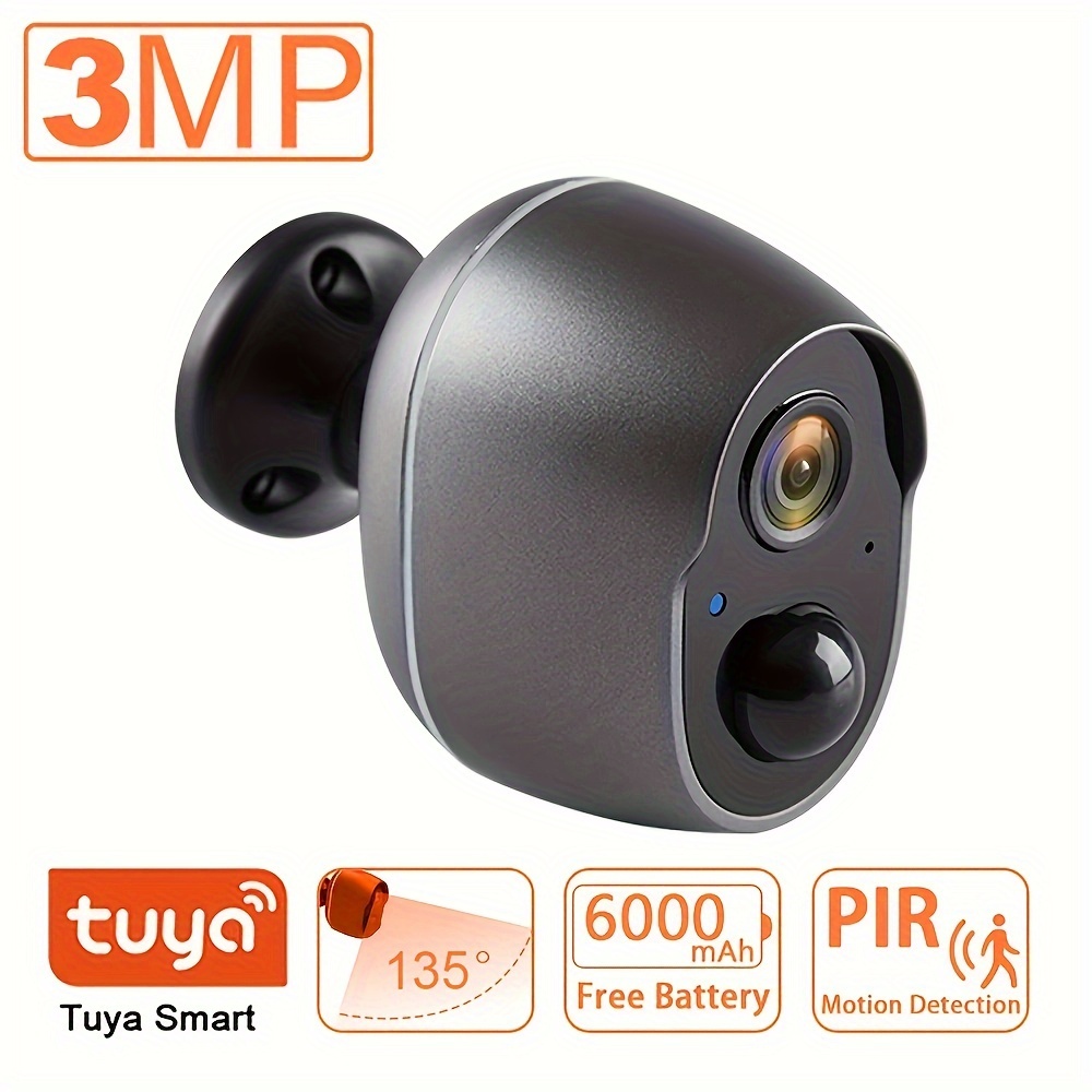 Tuya Smart Life 5200MAh Rechargeable Battery IP66 Outdoor Wireless WIFI  1080P Surveillance Siren Battery Camera White 