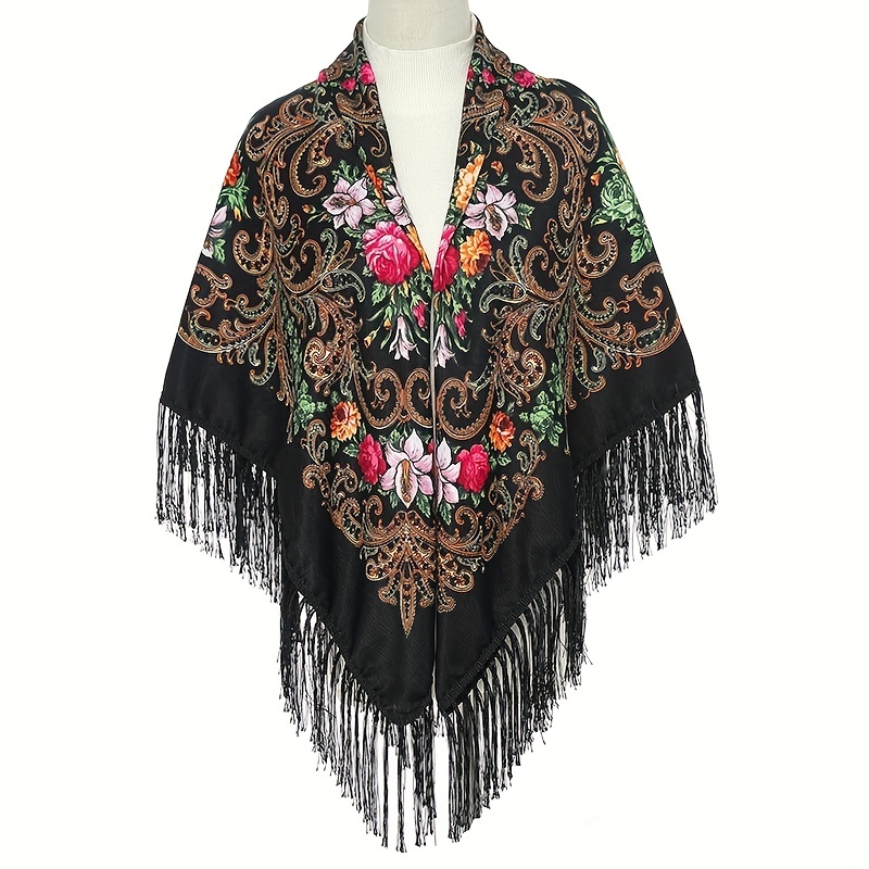 Bohemian Tassel Wrap Vintage Square Large Blanket Scarf