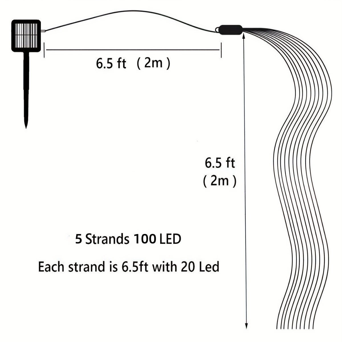 1pc solar string light 100 led lights waterproof solar vine lights decorative waterfall lights for patio garden christmas tree decor included 2m lead wire details 3