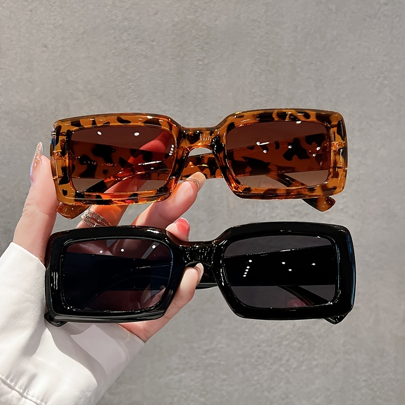 Boho Rectangle Sunglasses Gradient Candy Shades UV400 Sunscreen Glasses