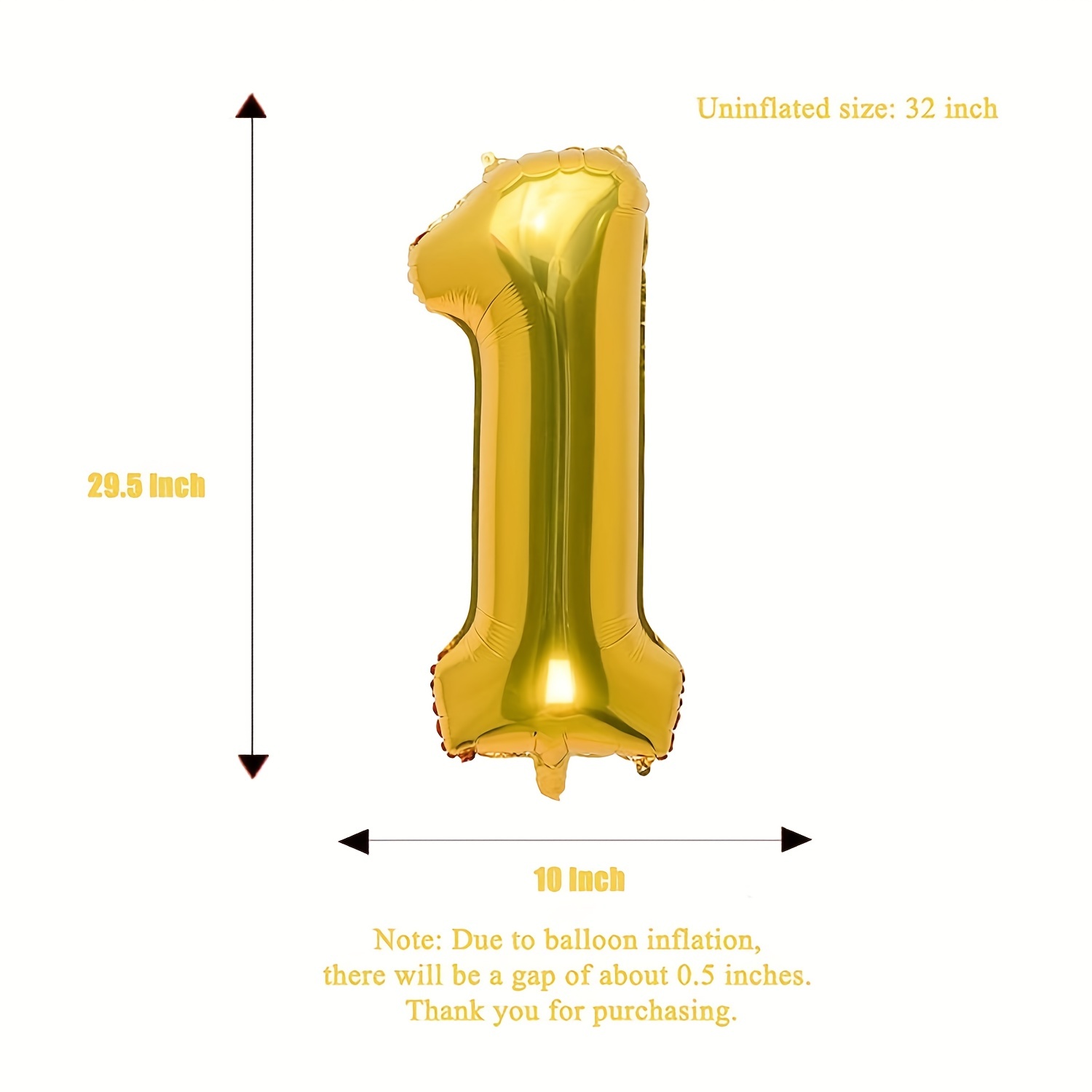 ballon chiffre en aluminium en or size 32