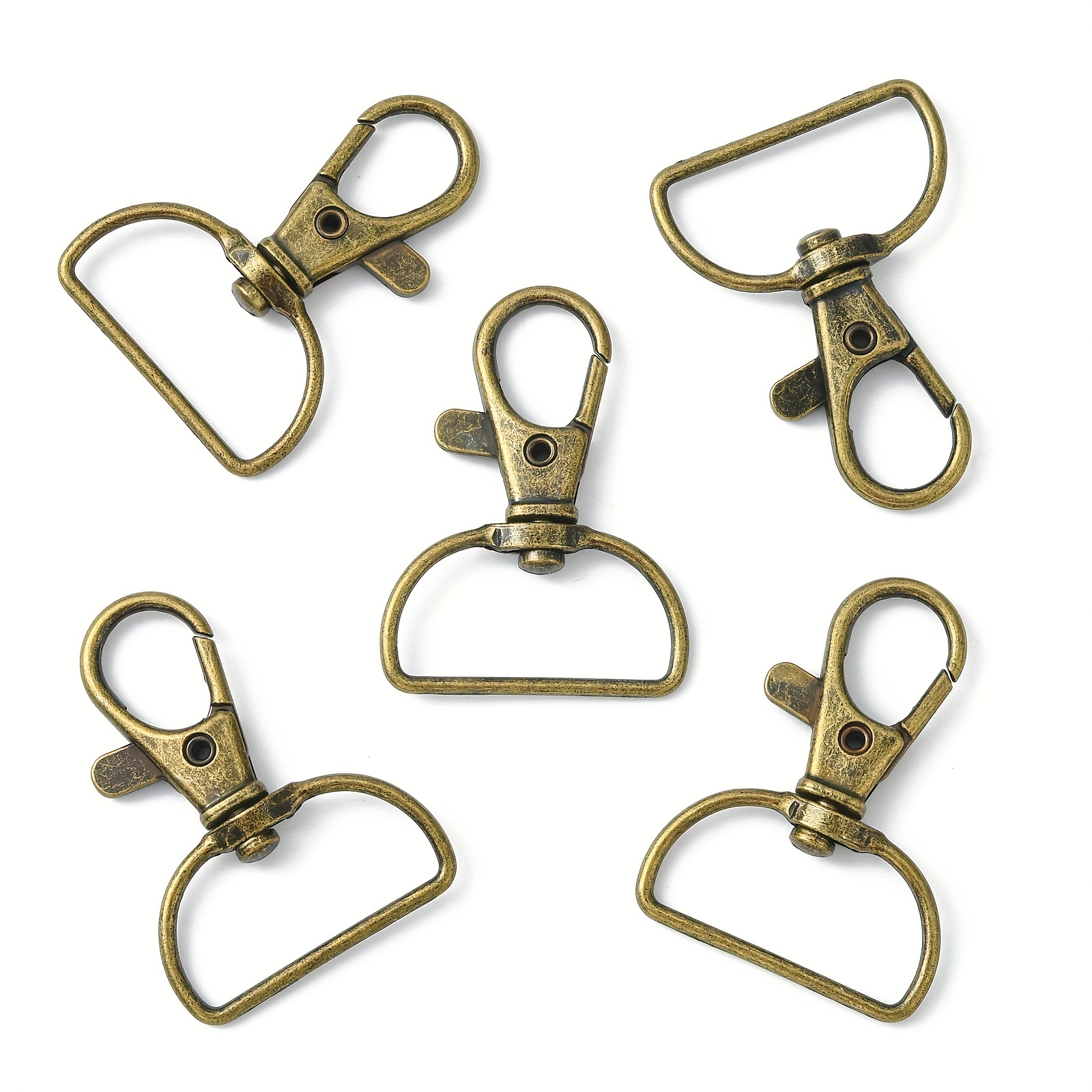 10Pcs Alloy Swivel Clasps Antique Bronze D Rings Metal Lobster Clasps Bulk  For DIY Crafts Keychain Jewelry Making Purse Bag Making Hardware Accessorie