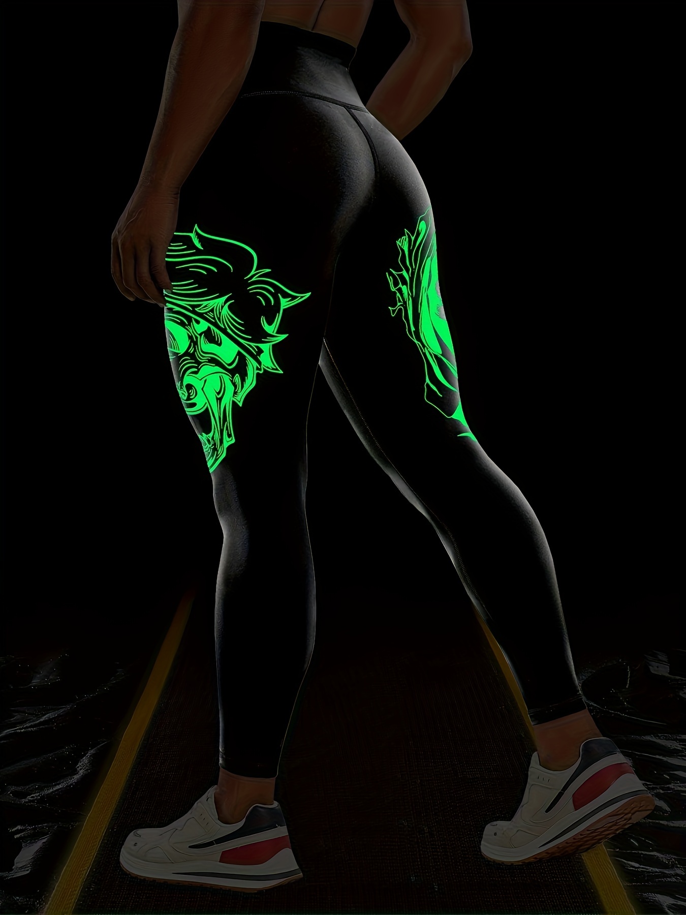 Glow In The Dark Fitness Leggings - Black / S