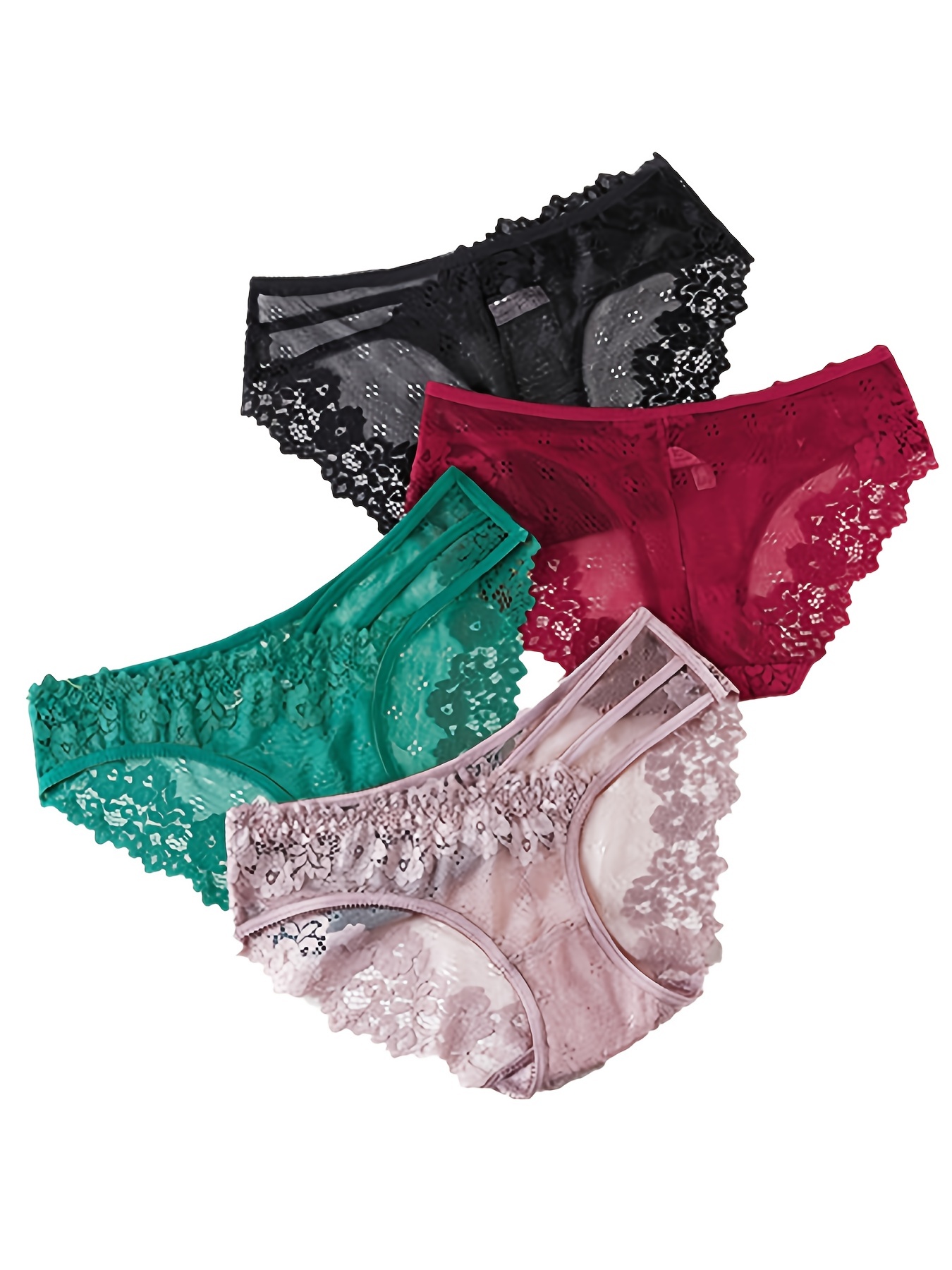 Sexy High-Rise Comfortable Lace Briefs, Stretchy Semi-Sheer French-Cut  Panties, Women's Underwear & Lingerie
