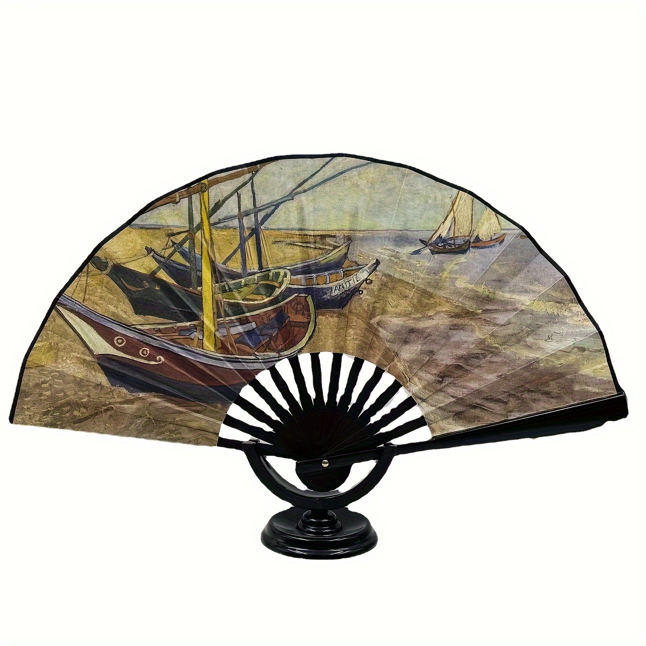 1PC Elegant Printing Hand Fan Landscape Printed Folding Fan Dancing Performance Cheongsam Dressing Accessories details 4