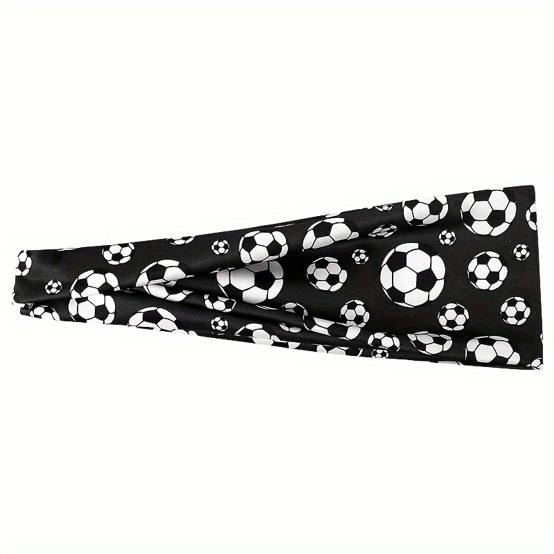 1pc Football Pattern Printed Head Band Elastic Non Slip Knotted For Gym