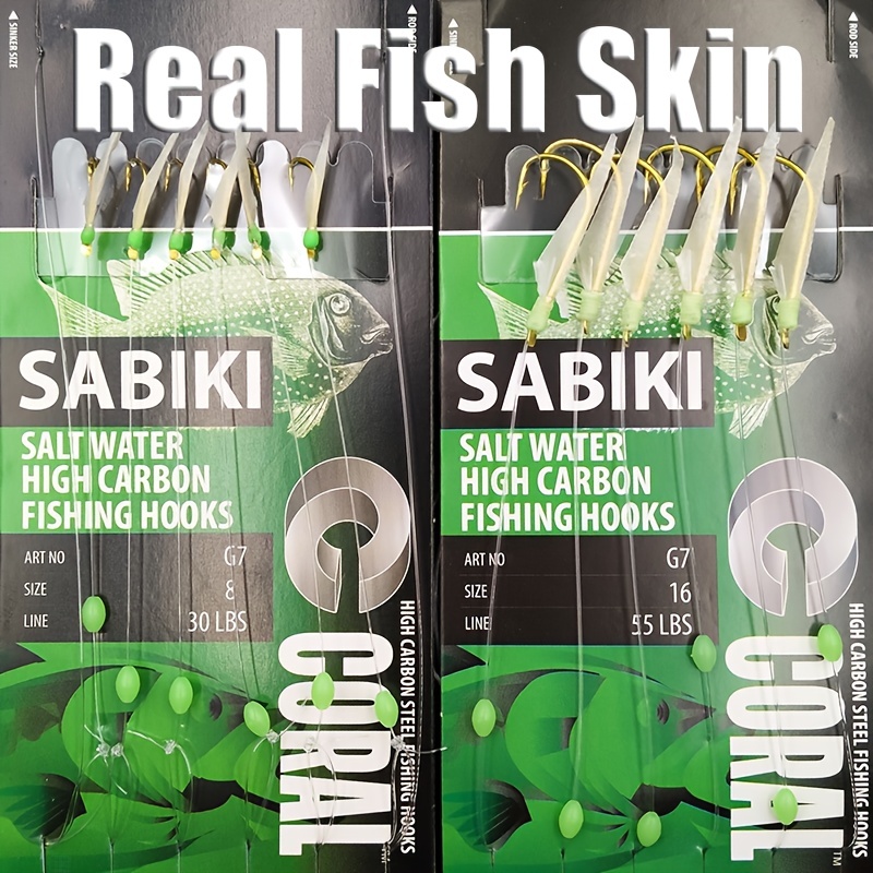 Eel Fishing Bait Rigs 5Pack 25Rigs Fish Skin Rigs Luminous Fishing
