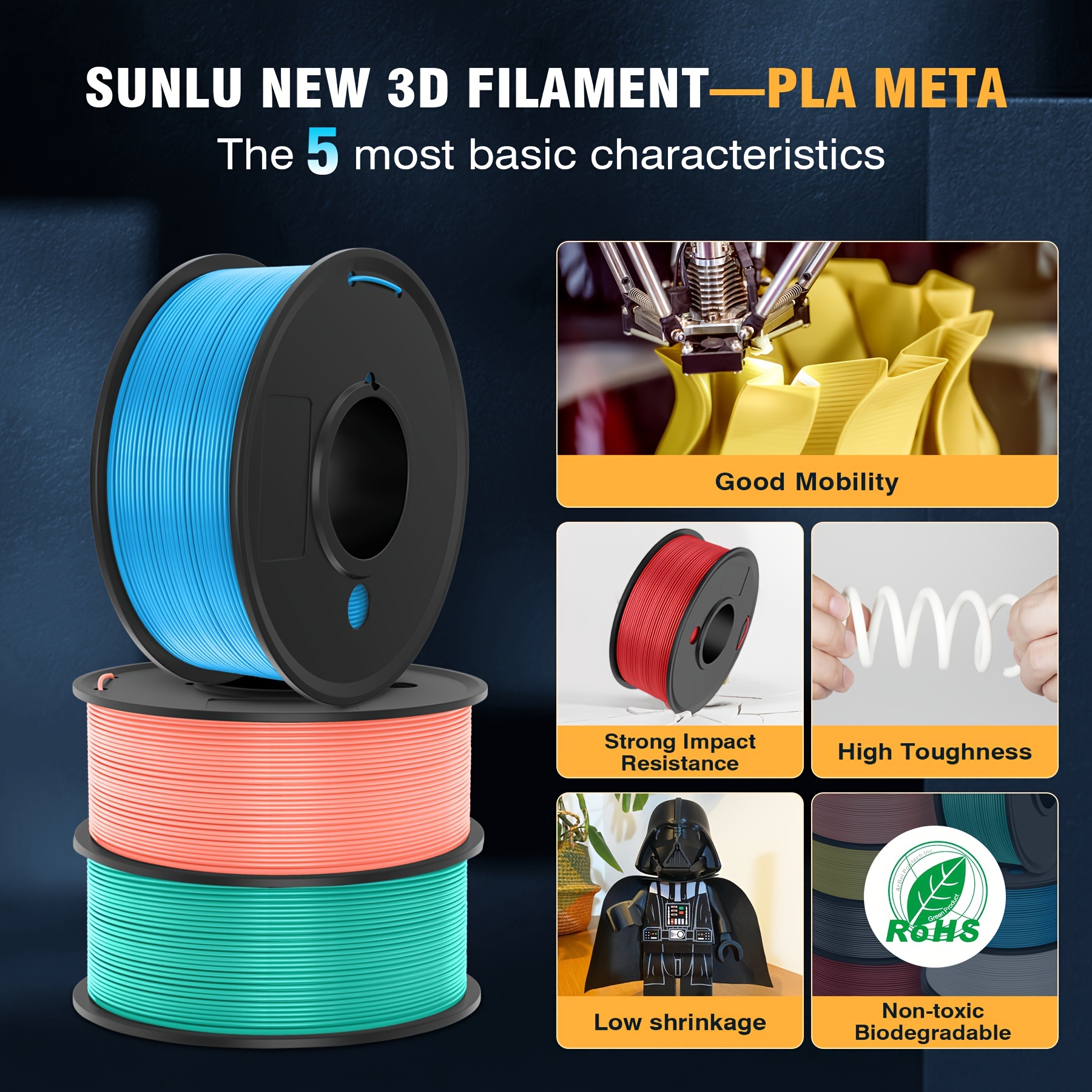 SUNLU PLA 3D Printer Filament PLA Filament 1.75mm, Neatly Wound PLA 3D  Printing Filament 1.75