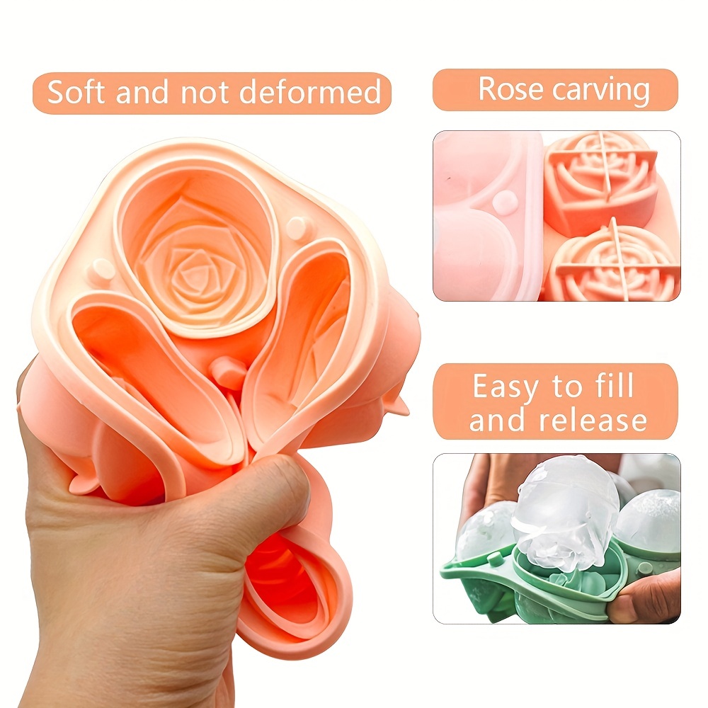 1pc, Ice Cube Mold, Silicone Ice Cube Tray, Multifunctional Household  Chocolate Mold, 3D Rose Ice Mold, Stackable Ice Trays, Flower Ice Cube  Trays For