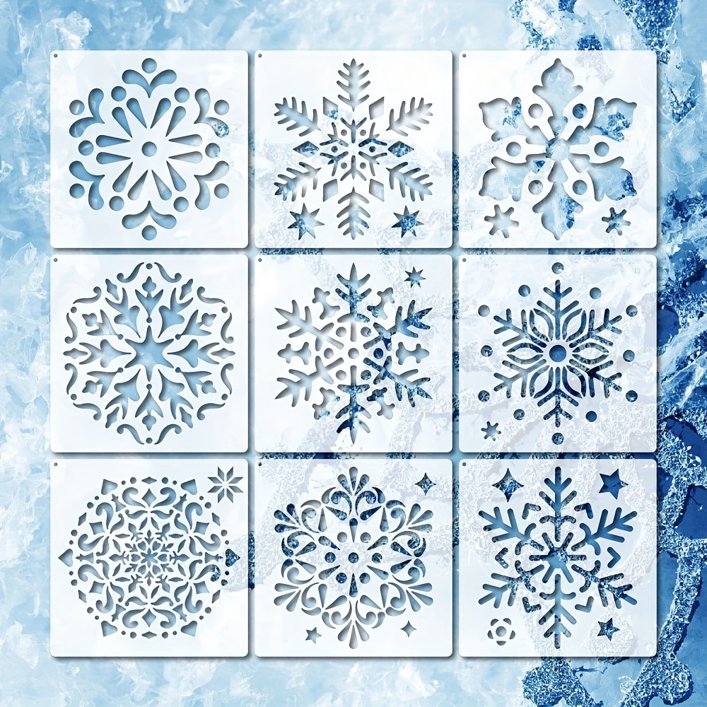16 Sheets Snowflake Stencils Xmas Gift Christmas Stencils DIY Painting Templates, Size: 20x18cm