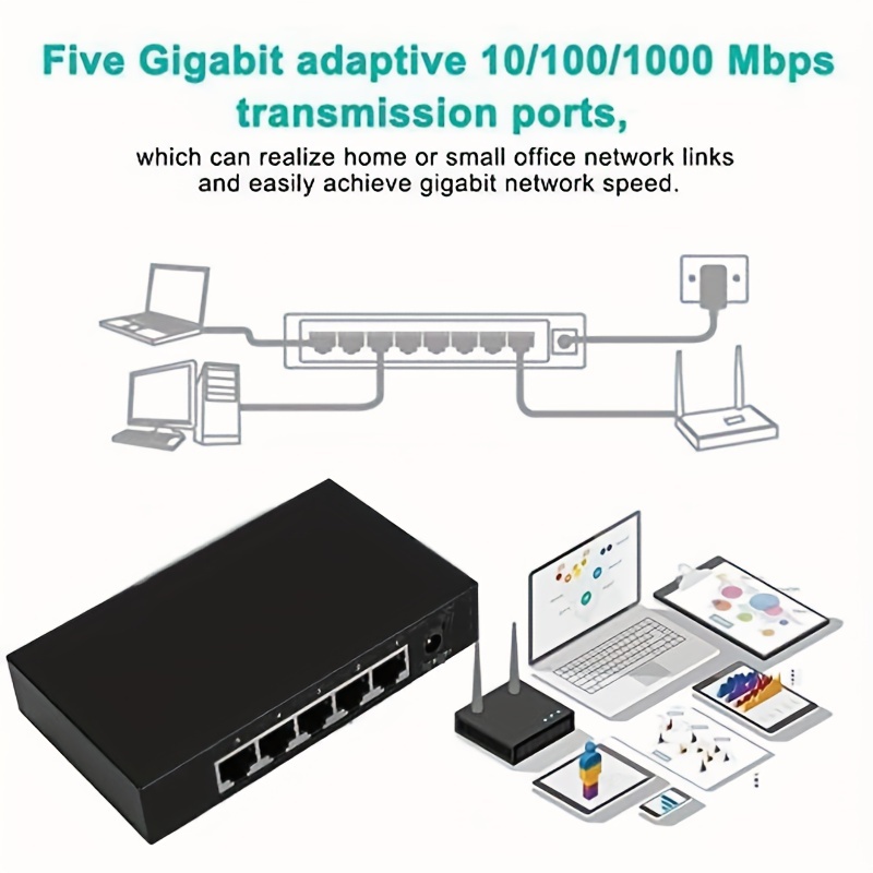 Switch 5 Port Gigabit Switch Network Adapter Adaptive Switch - Temu