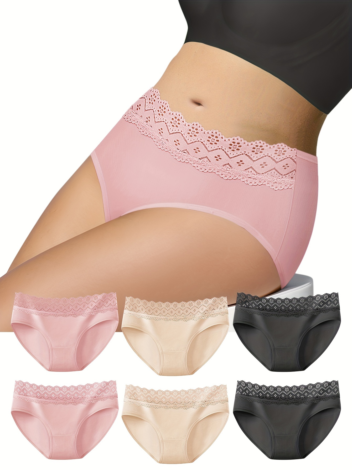 Plus Size Sexy Panties Set Women's Plus Contrast Lace Trim - Temu