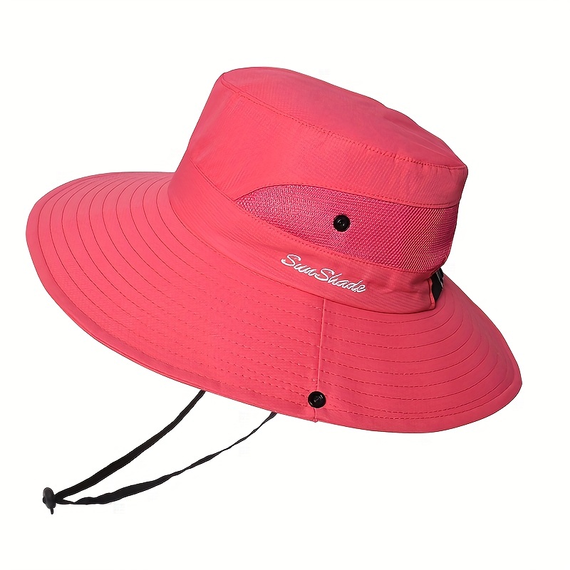 Wide Brim Shawl Ponytail Bucket Hat, Fishing Hat for Women, Outdoor Fishing Hiking UV Protection Bonnet,Temu