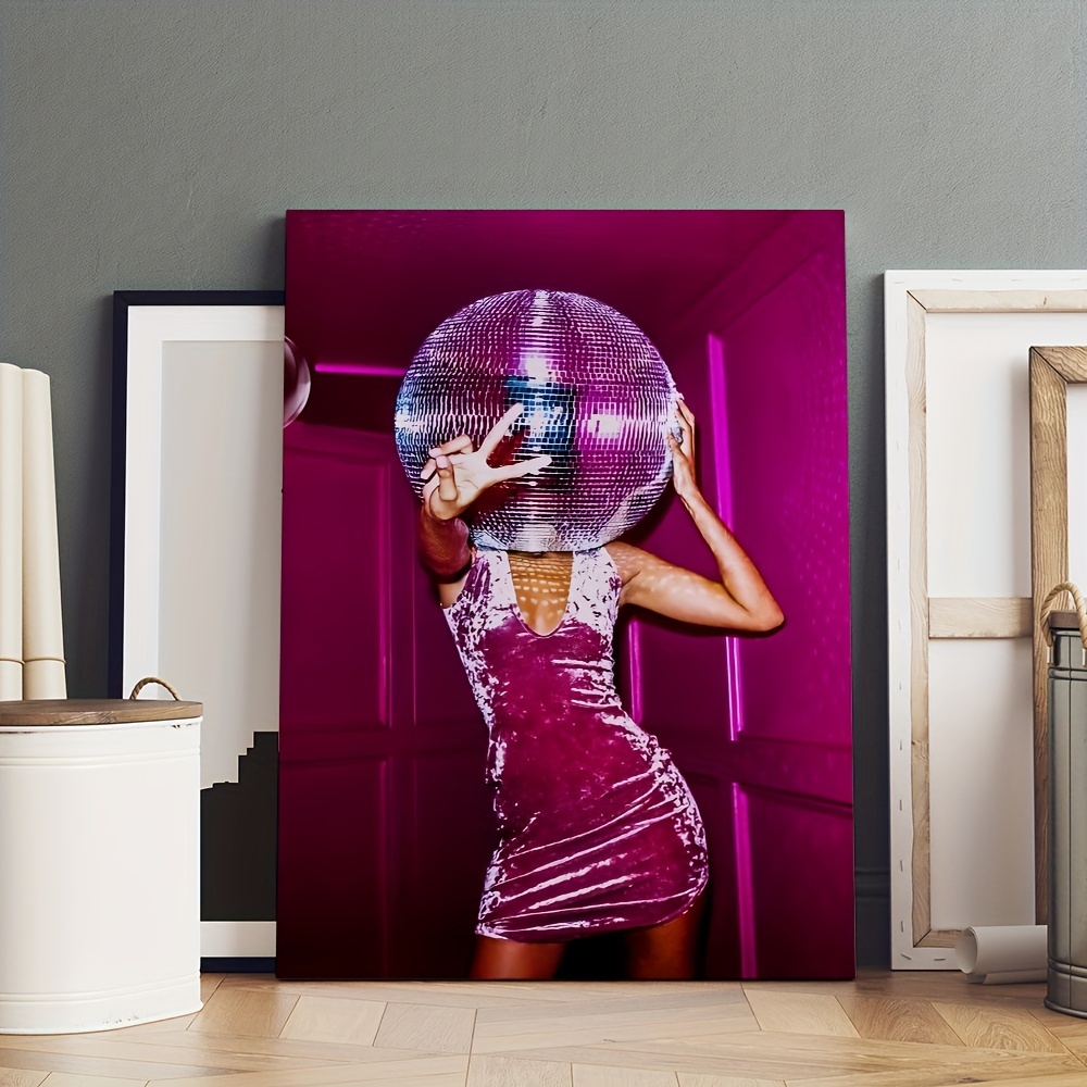 Disco Ball Wall Art, Pink Orange Disco Ball Poster, Pink Wall Decor, Hot  Pink Orange Disco, Shining Disco Ball, Preppy Wall Art, 