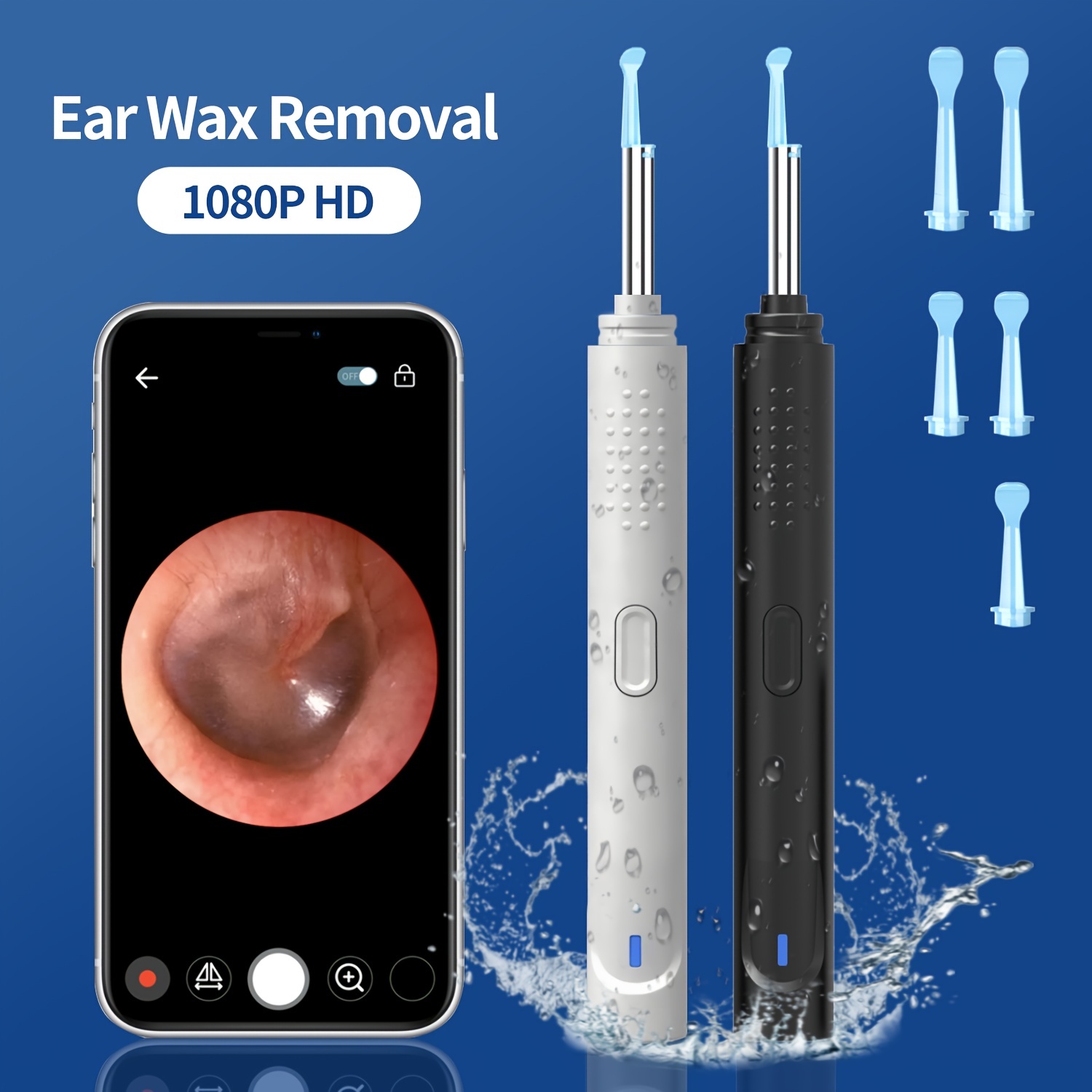 Outil de suppression de cérumen, otoscope de nettoyage d'oreille avec  lumière, kit de nettoyage d'oreille avec 5 pièces d'oreille, nettoyeur d'oreille  avec caméra 1080p, outil de suppression de cérumen pour iPhone, iPad