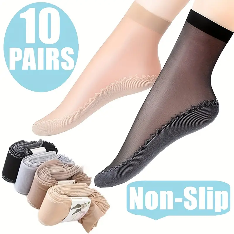 Thin Transparent Socks Comfy Lightweight Non slip Short - Temu Canada