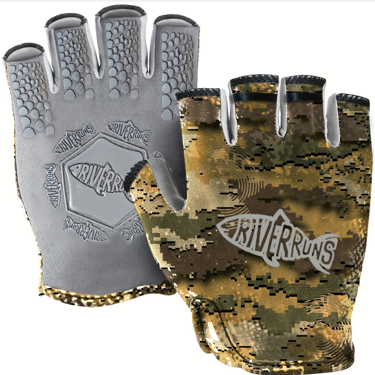 Riverruns Fishing Gloves, UPF50+ Sun Gloves, Fingerless Fishing
