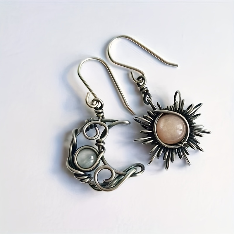 

Bohemia Sun & Moon Earrings Silver Plated Crystal Drop Earrings Pick A Color U Prefer Vintage Mismatched Dangle Earrings
