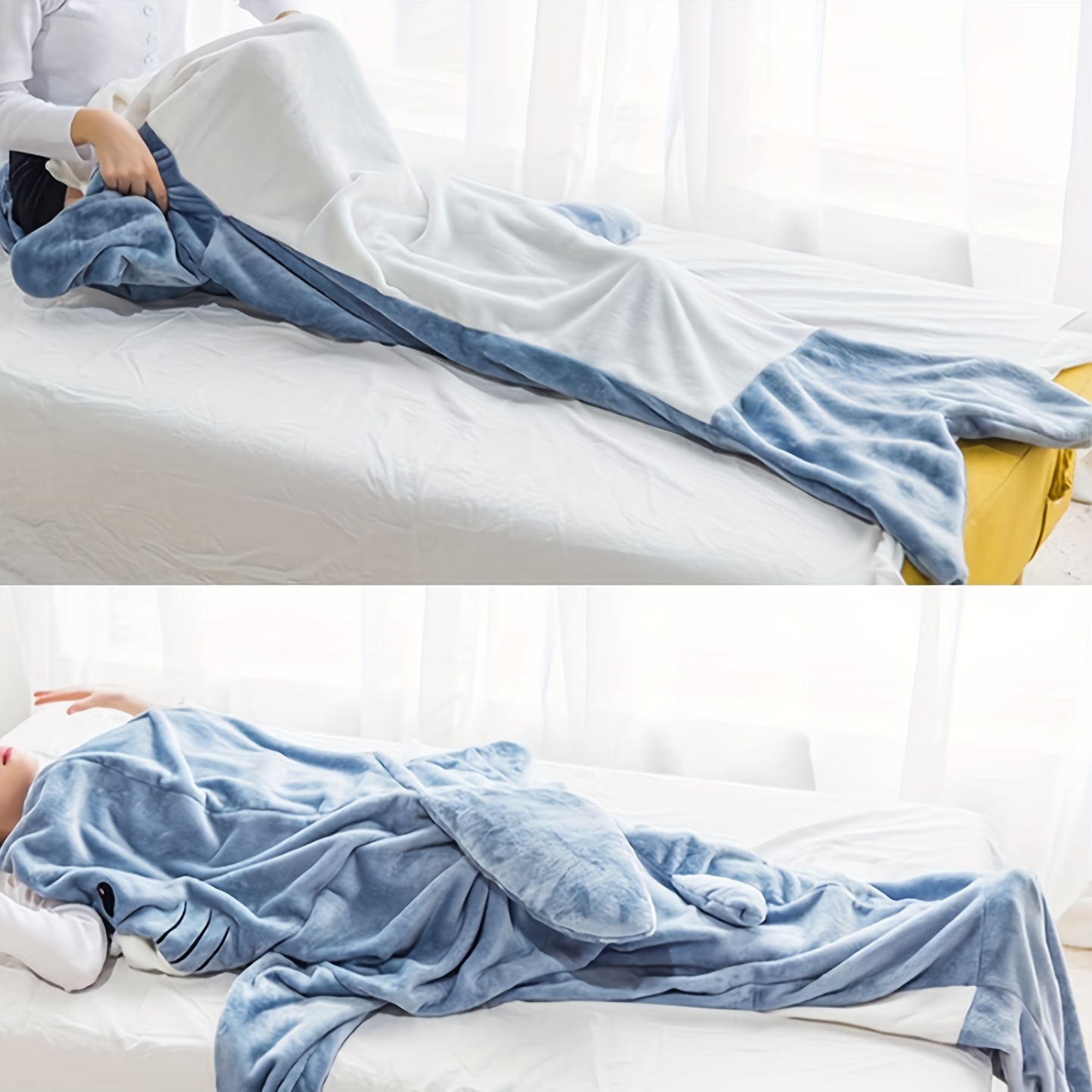 Manta de tiburón para dormir, manta con capucha de tiburón, sudadera con  capucha para dormir de tiburón con tela de franela resistente al desgaste