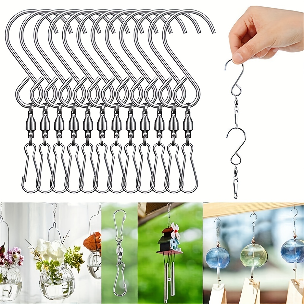Swivel Hooks Clips for Wind Chimes Hanging Plants Wind Spinners Crystal  Twisters Pots Birdcage Party Ornaments Hooks 6 Pack - Black…