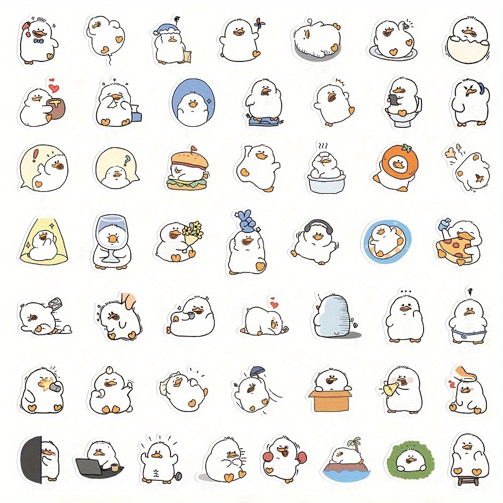100 stück cartoon-enten-aufkleber, wasserdichte vinyl-sticker für handys, laptops & wasserflaschen - verschiedene farben