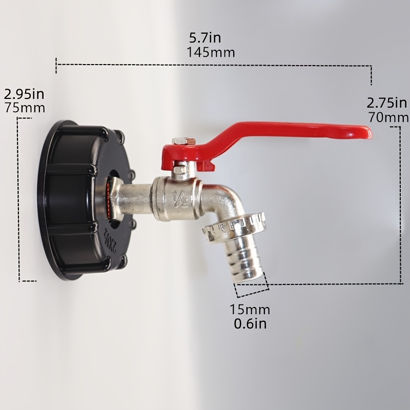 Adaptador de conector de grifo de agua de válvula de cierre de de ín de  3/4'' ón resistente Rosca gruesa Cola adaptador de manguera