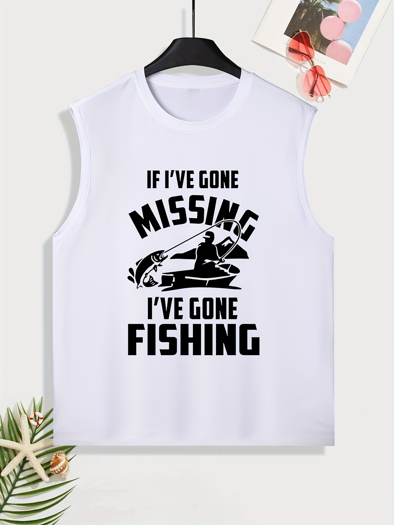 Funny 'go Fishing' Print A shirt Tanks Sleeveless Tank Top - Temu