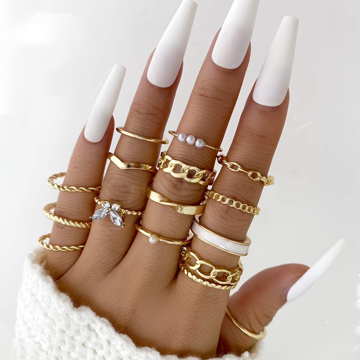 Boho Knuckle Rings Set Gold Joint Knuckle Rings Crystal Midi Size Stackable  Finger Rings Hand Accessories For Women And Girls 17pcs