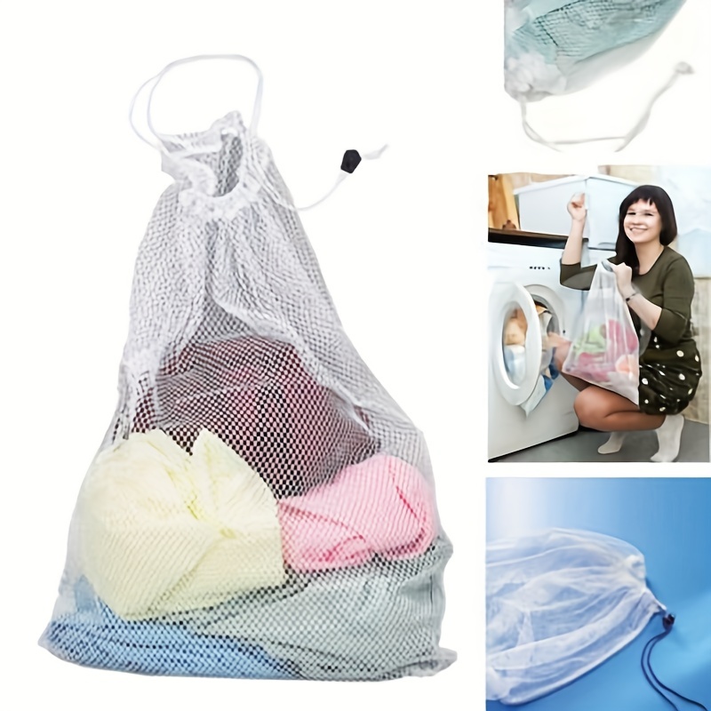 Premium White Drawstring Laundry Bag Perfect Washing Machine