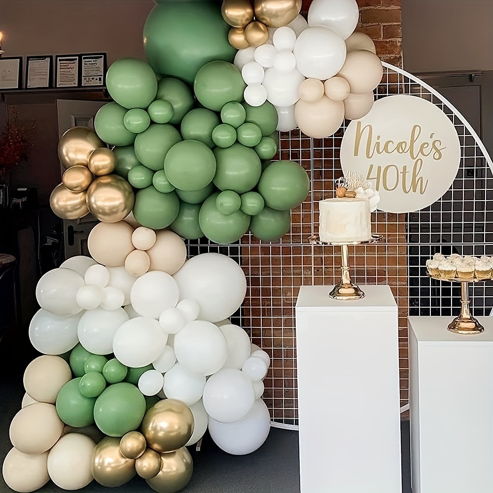 Ballons en Latex vert café, 115 pièces, métallisé or, guirlande chaîne,  décor de fête d'anniversaire, mariage, Baby Shower, anniversaire