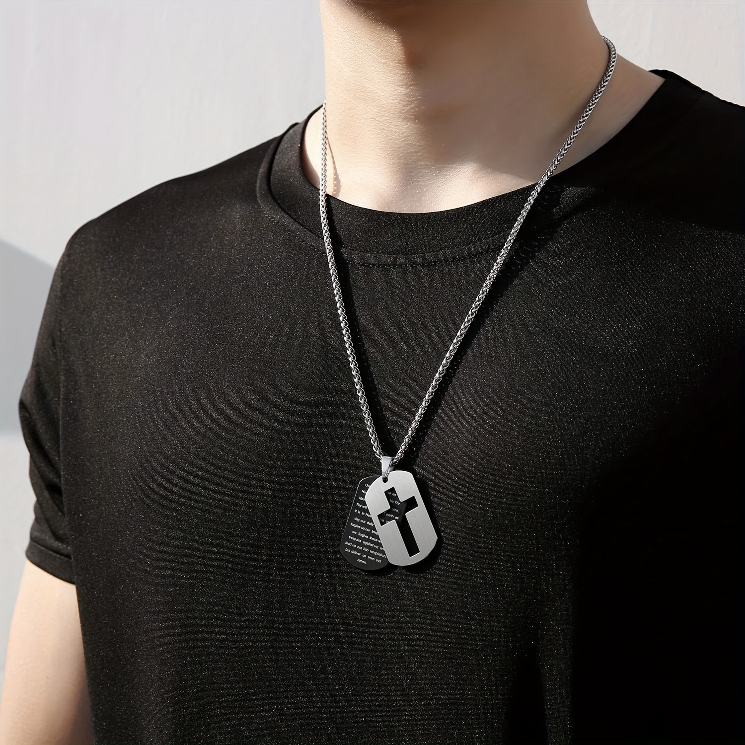 Buy Personalised Customized Spiritual Jewelry God Buddha LARGE Dog Tag  Pendant Necklace, Custom Text Pendant Dog Tags Necklace, Religious Pendant  Dog Tag Necklace for Men and Boys at