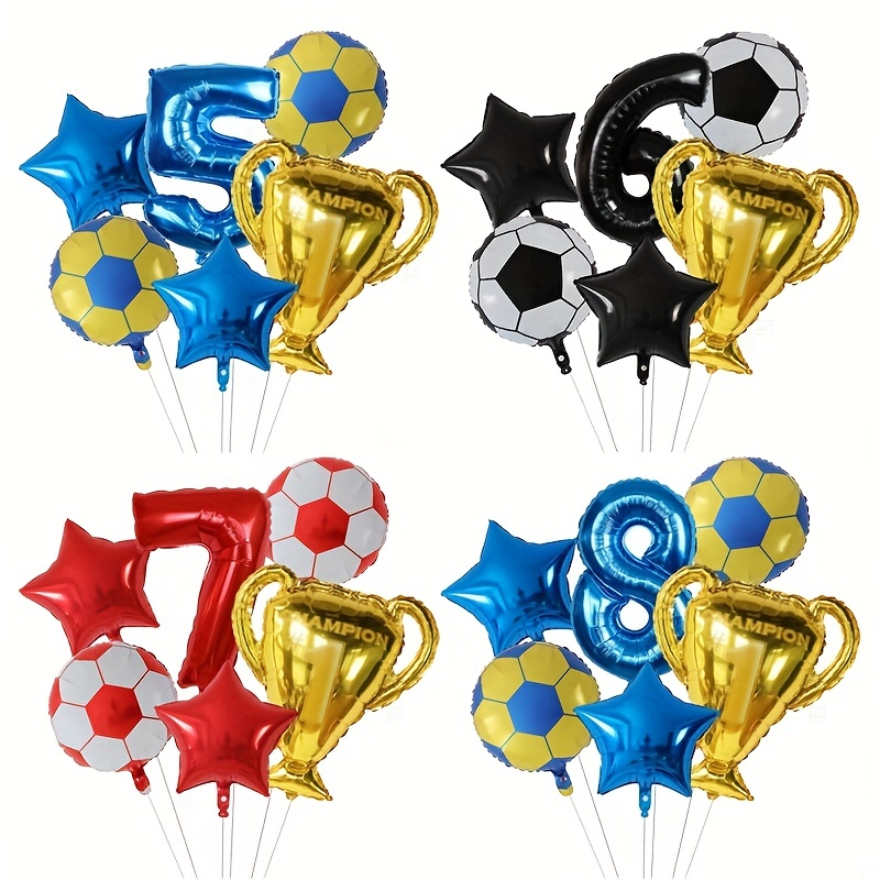  Juego de globos de fiesta de fútbol, globo de trofeo de  campeonato y globos de aluminio de fútbol para cumpleaños, baby shower,  boda, aniversario, decoración de fiesta temática de fútbol 