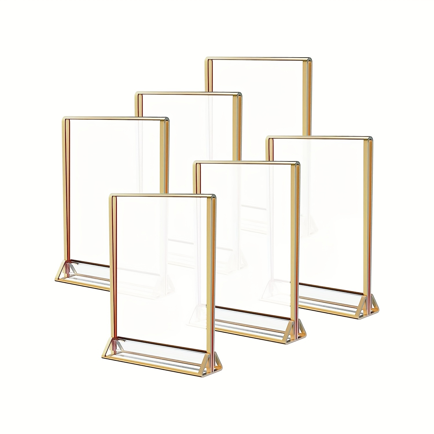 Gold Picture Frames Double Sided - 6 Pack - 4x6 Acrylic Gold Table