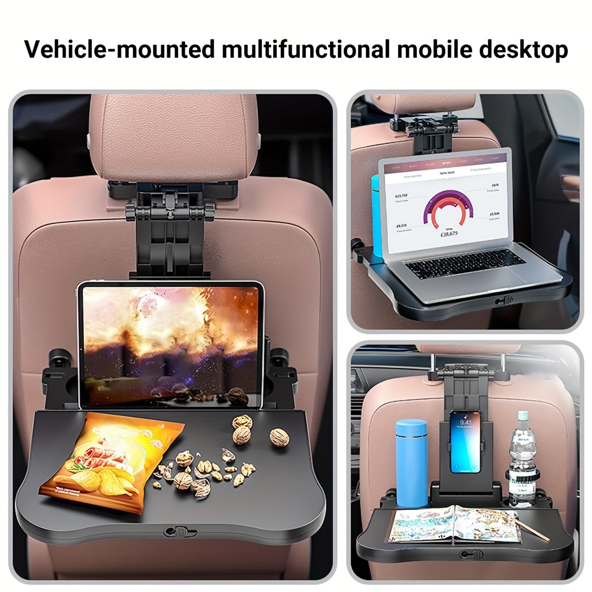 Back Headrest Tray CAR Study Table Seat Cup Holder Portable Desk Laptop  Fold