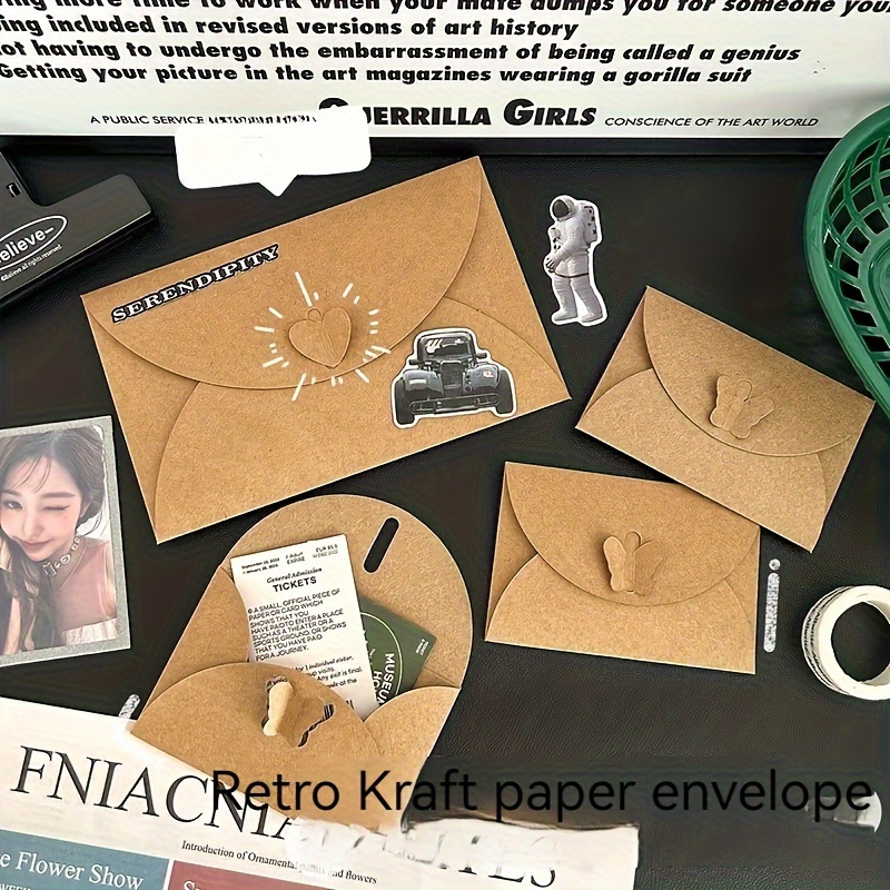 12 Sobres Papel Kraft Vintage Bolsa Papel Creativa Tarjetas - Temu